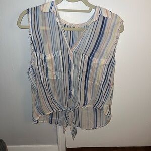 Bella Dahl Women’s Striped Sleeveless Tie-Front Top Size Medium